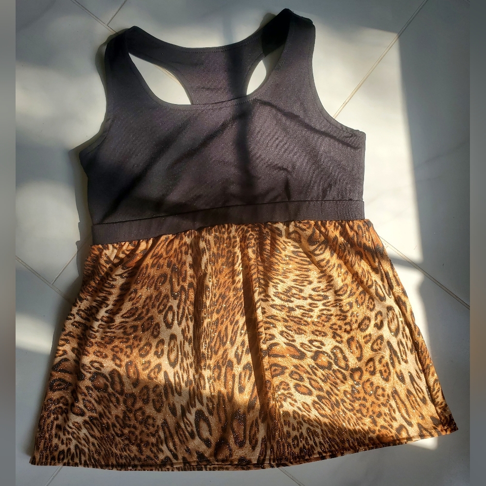 Black and Gold Glitter Leopard Print Tank Top By CC Dancewear / Cheerleading.com